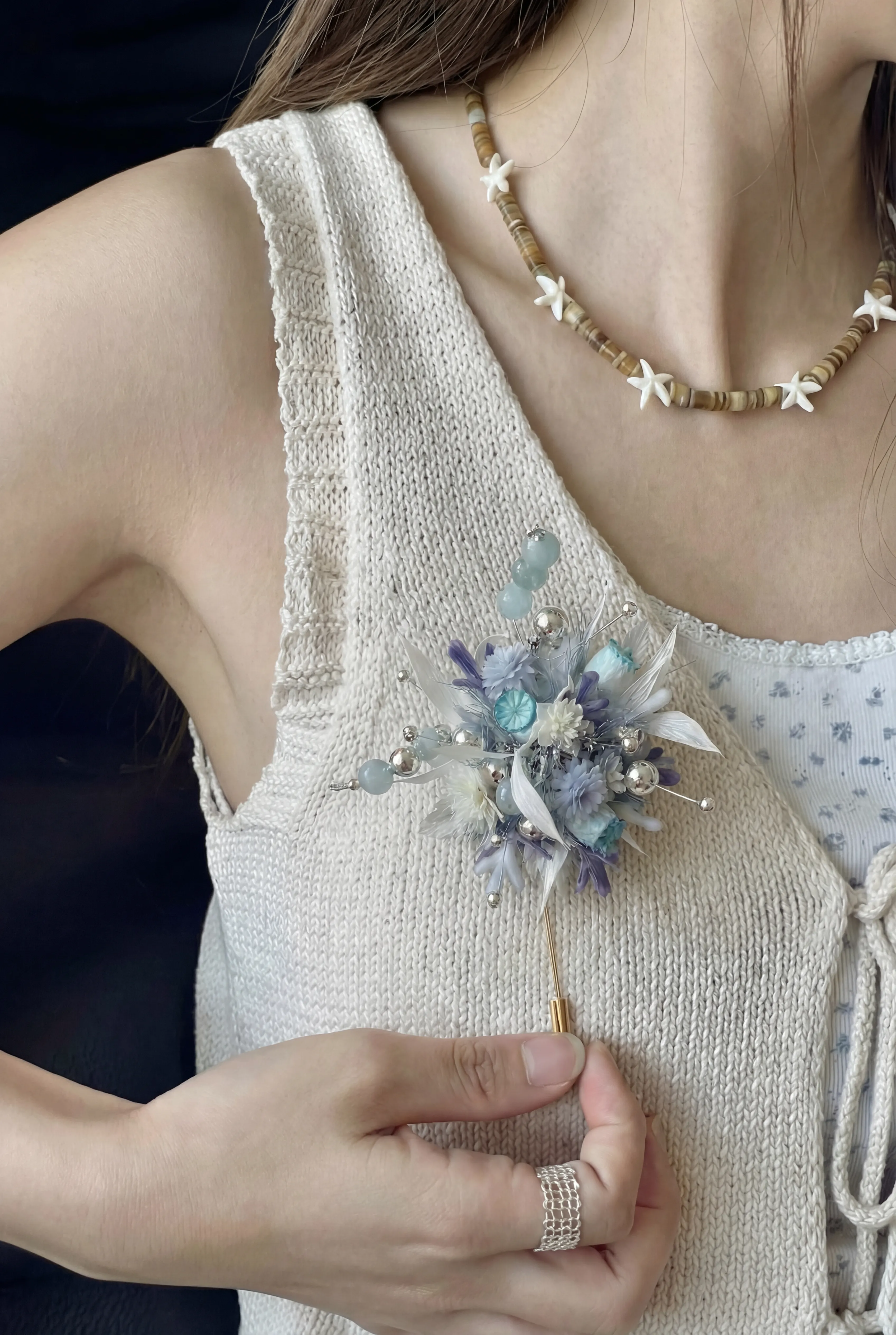 Mist Blue Brooch